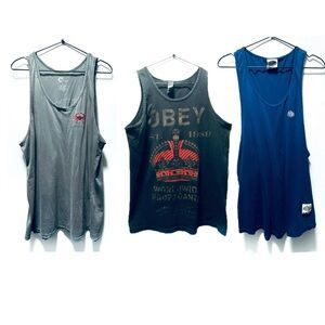 Lot of 3 vintage tanks. Obey & Divine. Size M/L